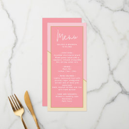 Modern chique pastel roze goud & script bruiloft menu