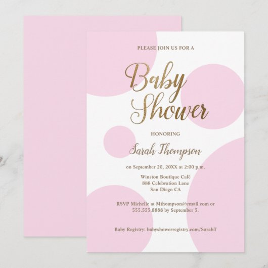 Modern chique polka dot roze gouden Baby shower Kaart (Voorkant / Achterkant)