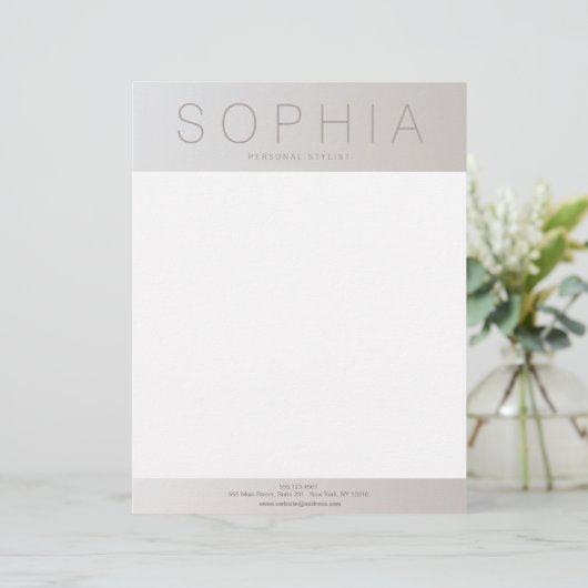 Modern chique professionele lichtgevend zilver custom briefhoofd (Staand voorkant)