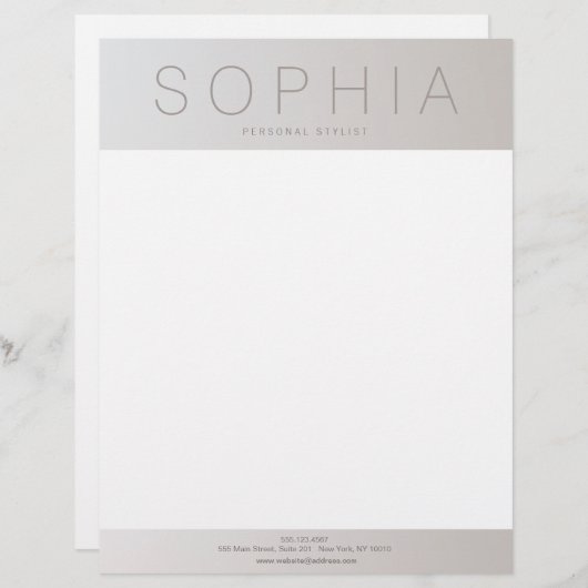 Modern chique professionele lichtgevend zilver custom briefhoofd (Voorkant / Achterkant)