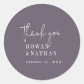 Modern chique pruim Paarse dank u Stickers (Voorkant)