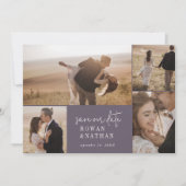 Modern chique pruim Paarse fotocollage Save The Date (Voorkant)