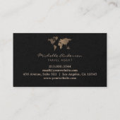 Modern chique reisagent Wereldkaart Gold glitter Visitekaartje (Achterkant)