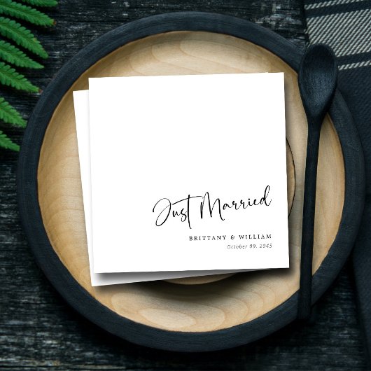 Modern chique romantisch script net getrouwd bruil servet