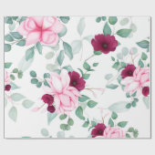 Modern chique rood, roze bloemig cadeaupapier (Vlak)