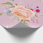 Modern chique rood, roze bloemig cadeaupapier (Hoek)
