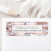 Modern chique Roos gouden penseelstreken marmer Etiket (Insitu)