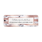 Modern chique Roos gouden penseelstreken marmer Etiket (Voorkant)