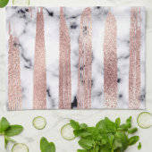 Modern chique Roos gouden penseelstreken marmer Theedoek (Gevouwen)