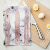 Modern chique Roos gouden penseelstreken marmer Theedoek (Quarter Fold)