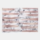 Modern chique Roos gouden penseelstreken marmer Theedoek (Horizontaal)