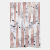 Modern chique Roos gouden penseelstreken marmer Theedoek (Verticaal)