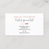 Modern chique roos gouden wimpers borstel grijs visitekaartje (Achterkant)