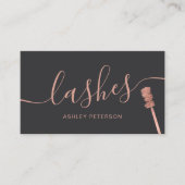 Modern chique roos gouden wimpers borstel grijs visitekaartje (Voorkant)