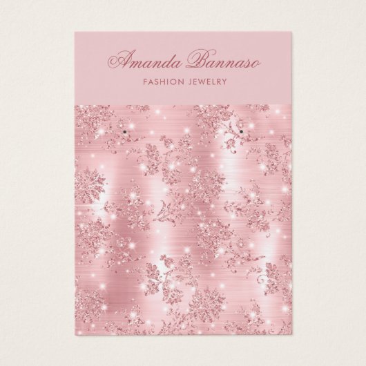 Modern chique roze glitter oorbellen display Kaart (Voorkant)