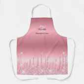 Modern chique roze holografisch glittermonogram schort (Voorkant)