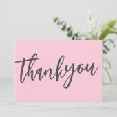 Modern Chique Roze Kalligrafie Script Bruiloft Bedankkaart (Staand voorkant)