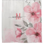 Modern Chique Roze Monogram Grappig Script Bruilof Douchegordijn (Voorkant)