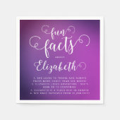 Modern chique roze Paarse gradiënt leuke feiten da Servet (Voorkant)