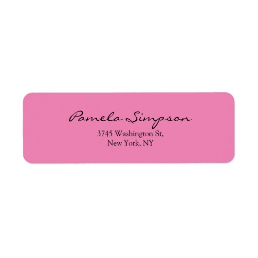 Modern Chique Roze Vrouwelijk Eenvoudig Elegant Etiket (Voorkant)