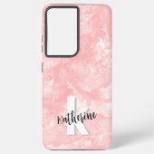 Modern chique roze Waterverf Initialen Monogram Samsung Galaxy Hoesje (Achterkant)