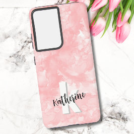 Modern chique roze Waterverf Initialen Monogram Samsung Galaxy Hoesje