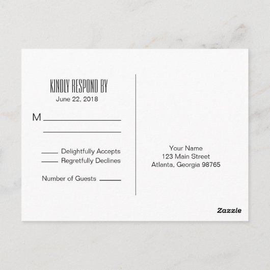 Modern chique RSVP-Briefkaart Briefkaart (Achterkant)
