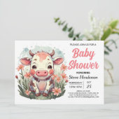 Modern chique Schattigee Koe Baby shower Kaart (Staand voorkant)