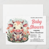 Modern chique Schattigee Koe Baby shower Kaart (Voorkant / Achterkant)