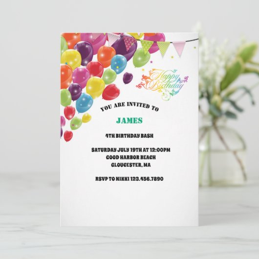 Modern chique script 4e verjaardag kaart (Staand voorkant)