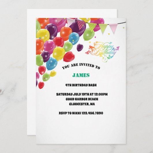 Modern chique script 4e verjaardag kaart (Voorkant / Achterkant)