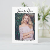 Modern chique script afstuderen foto minimaal bedankkaart (Staand voorkant)