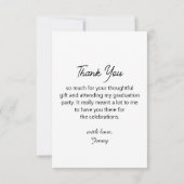 Modern chique script afstuderen foto minimaal bedankkaart (Achterkant)