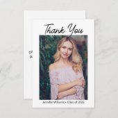 Modern chique script afstuderen foto minimaal bedankkaart (Voorkant / Achterkant)