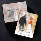 Modern chique script Bedankt 2 foto's bruiloft Briefkaart