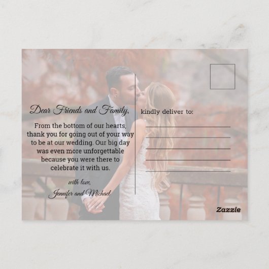 Modern chique script Bedankt 2 foto's bruiloft Briefkaart (Achterkant)