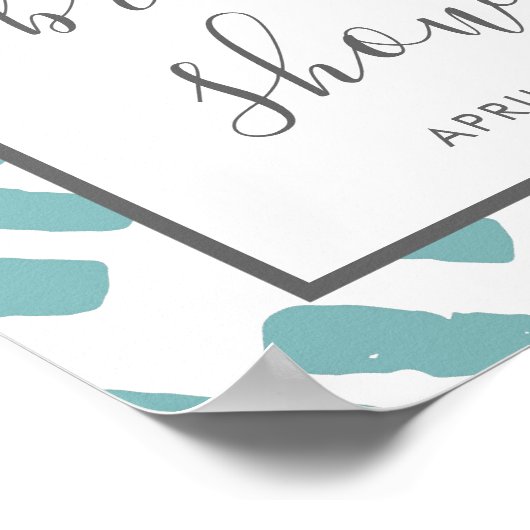 Modern chique script blauw Vrijgezellenfeest welko Poster (Hoek)