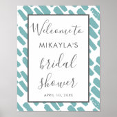 Modern chique script blauw Vrijgezellenfeest welko Poster (Voorkant)