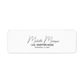Modern chique script bruiloft retour adreslabel etiket (Voorkant)