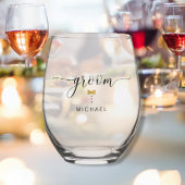 Modern Chique Script Groom Gold Bow Stropdas Naam Wijnglas Zonder Voet
