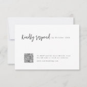 Modern Chique Script Minimalistische Wedding QR-co RSVP Kaartje (Voorkant)