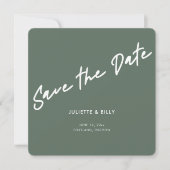 Modern Chique Script Sage Groen Vierkant Save The Date (Voorkant)
