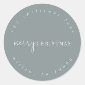 Modern chique seafoam circulair retouradres ronde sticker (Voorkant)