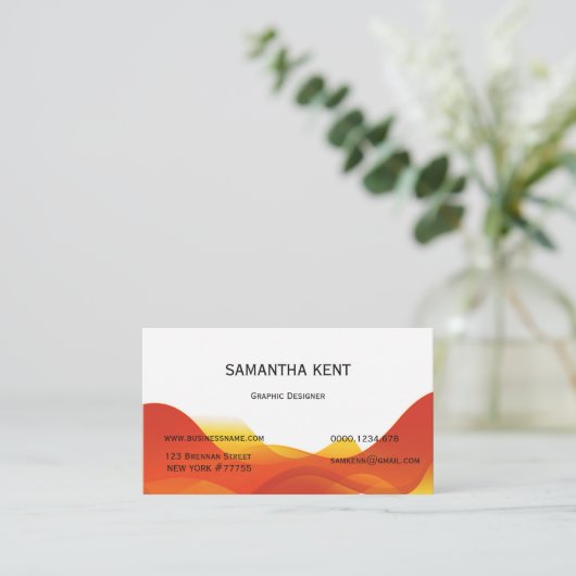 Modern chique sinaasappel en wit visitekaartje (Staand voorkant)