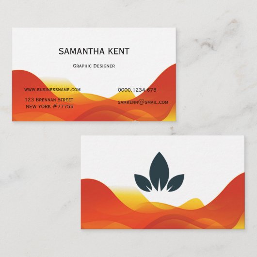 Modern chique sinaasappel en wit visitekaartje (Voorkant / Achterkant)