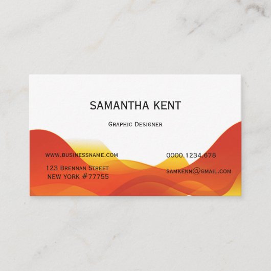 Modern chique sinaasappel en wit visitekaartje (Voorkant)