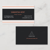 Modern chique Sinaasappel en zwart Visitekaartje (Voorkant / Achterkant)