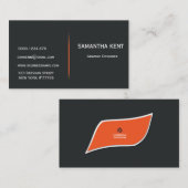 Modern chique sinaasappel en zwart visitekaartje (Voorkant / Achterkant)