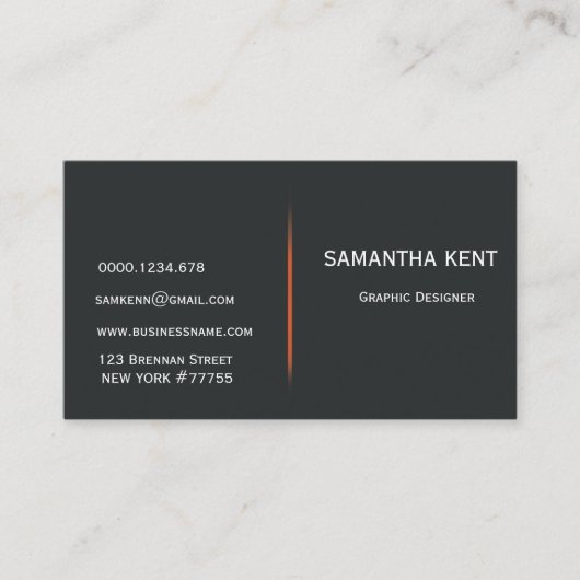 Modern chique sinaasappel en zwart visitekaartje (Voorkant)