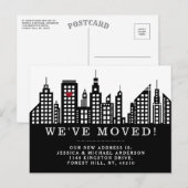 Modern chique stadsgezicht Nieuwe woning verhuizen Aankondigingskaart (Voorkant / Achterkant)